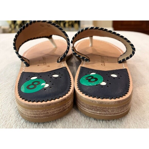 Jack Rogers Pickleball Sandals Thong Size 8 Embroidered Leather Patriotic NEW - Picture 6 of 8